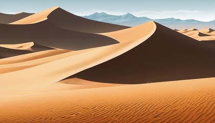 Fototapeta na wymiar Illustration of sand dunes, Desert landscape with sunrise. Generative AI