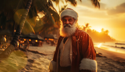 Santa Claus am Strand