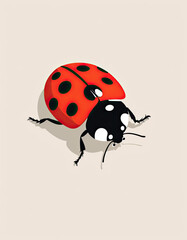 A Flat Illustration of a Crawling Ladybug | Insect