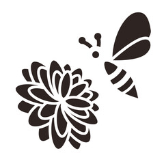 Bee and Dahlia Black Fill Icon