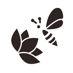 Bee and Magnolia Black Fill Icon