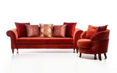 Classic Italian designed sofa set, Modern Italian couch Isolated on white background.