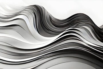 Technology abstract lines on white background. Undulate Grey Wave Swirl, frequency sound wave, twisted curve lines with blend effect. Generative AI