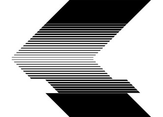 Obraz premium Vector striped arrow pointer black on a white background. Black and white pattern. Modern design element. Vector illustration for your design