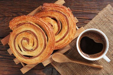 Coffee and cinnamon roll