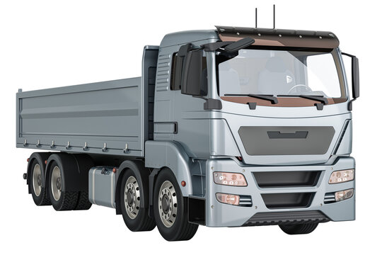 Cargo truck with side board. Side Board Tipper Truck Trailer, 3D rendering isolated on transparent background