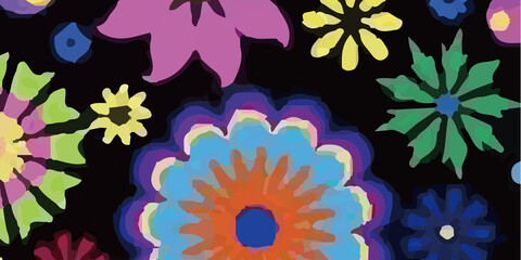 Oil painting and various flowers, roses, peonies, chrysanthemums, and Paisley animals