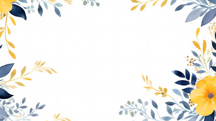 Floral frame with watercolor flowers, decorative flower background pattern, watercolor floral border background