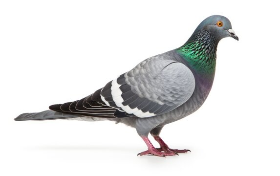 Pigeon bird isolated on white background.