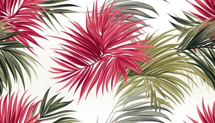 japanese style design, pink and green palms, single image, white background, 