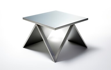 Triangle Aluminum Table, Aluminum Triangle Table isolated on white background.