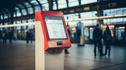 Automated ticketing kiosk at a train station providing quick and efficient service to passengers.