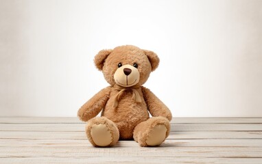 Man Sitting cross-legged hands on knees with holding a teddy bear isolated on white background.