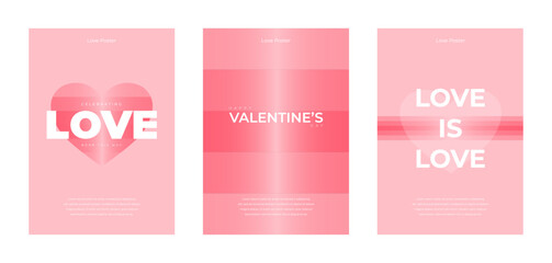 Valentine's day concept posters set. Minimalistic geometric background. .Vector illustrations for greeting cards, backgrounds, online shopping, sale ads, web and social media banners, marketing