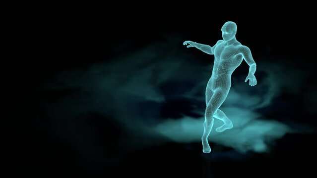 a man walking into the unknown, careful movements in front of the unknown, 3D rendering