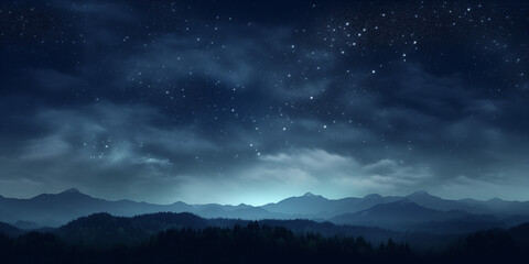 Fototapeta premium magic glowing stars and clouds on night sky empty background