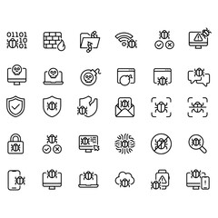 Computer Virus Line Icons vector design