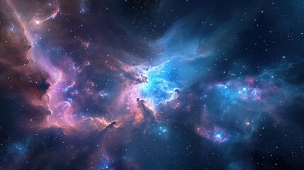 An abstract cosmos background featuring nebulae and galaxies in space, presenting a captivating and otherworldly scene. - obrazy, fototapety, plakaty