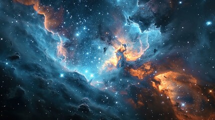 Fototapeta na wymiar An abstract cosmos background featuring nebulae and galaxies in space, presenting a captivating and otherworldly scene.