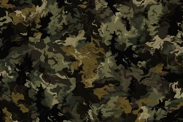 Fotobehang Green Forest Camo Pattern Digital Camouflage Background Outdoor Clothing Textile Natural Camping Hunting Hiking Texture © Jensen Art Co