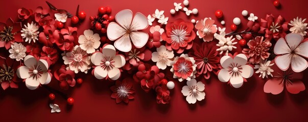 Chinese new year festive background with red decoration