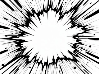 Comic book radial speed lines background. Black and white vector illustration Generative AI