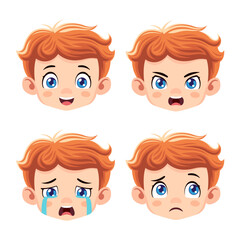 Vector illustration of cute baby with different expressions