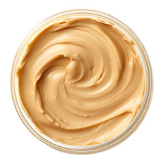 Top View Peanut butter spread isolated on transparent background.