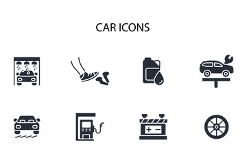 Car icon set.vector.Editable stroke.linear style sign for use web design,logo.Symbol illustration.