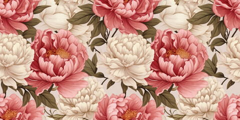 Beautiful pattern of peonies. For printing on textiles, clothes, pillows, cups. Beautiful and bright peonies. Vector.