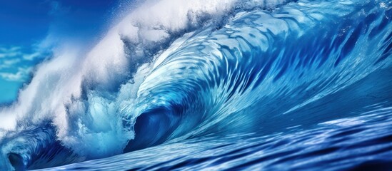 beautiful blue wave water for abstract background from natural sea ocean