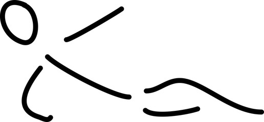 Handgezeichnete Figur, Strichfigur, Strichmännchen -  Zeichnung zeigt eine liegende Person.