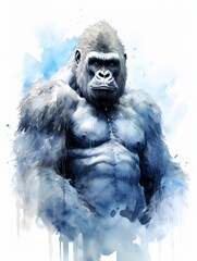 Powerful Silverback Gorilla in Thoughtful Pose AI Generated