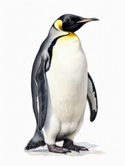 Regal Emperor Penguin in Watercolor AI Generated