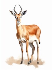 Elegant Gazelle in Watercolor on White Background AI Generated