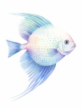 Serene Pearl Gourami: A Watercolor Illustration of a Pearlescent Fish AI Generated