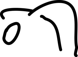 Handgezeichnete Figur, Strichfigur, Strichmännchen -  Zeichnung zeigt eine gebeugte Person. 