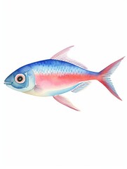 Vibrant Watercolor Depiction of a Neon Tetra with Striking Blue and Red Stripes AI Generated