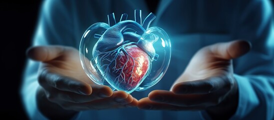 doctor holding virtual heart icon via