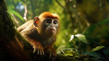 The Amazon monkey, completely adapted to high humidity and thick forests