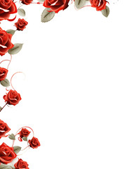 Beautifall Red Rose Valentine theme border illustration. Transparent background