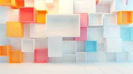 Colorful Cubes Adorning a Room Wall Created with Generative AI Technology
