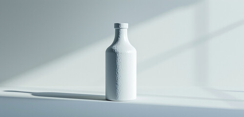 Uniquely crafted, empty white canteen mockup bottle, solo against a pristine white background.