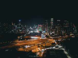 Melbourne Skyline Sparkles in the Night, Victoria, Australia. Big City at Night. Buildings. Skyscrapers