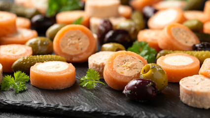 Smoked Salmon Pate Canapes with cream cheese and herbs