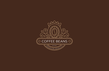  Vintage line art coffee logo design template flat vector