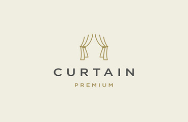 Curtain with line art style logo design template flat vector