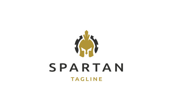 Spartan helmet logo design template flat vector