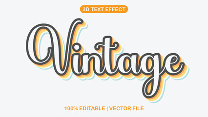 vintage editable text effect template eps vector file with white background - obrazy, fototapety, plakaty