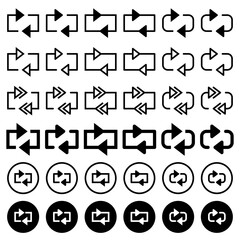 Arrow icon related to circulation and direction.
